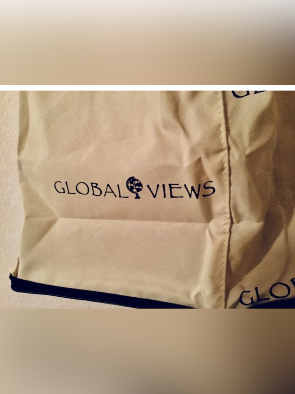 Global Views Black Leather Foldable Portable travel tote bag - Picture 4 of 10